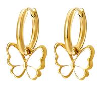 Orecchini pendenti a goccia, orecchini a cerchio con ciondolo a forma di cuore e croce, in oro 14 carati, stile punk, per donne e ragazze, gioielli ipoallergenici rock, Placcato oro, Nessuna pietra