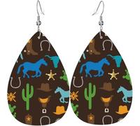 Orecchini pendenti a goccia Orecchini da donna in pelle - Cowboy Western West cavallo Cactus