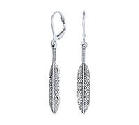 Orecchini pendenti a leva a due toni ossidati con piuma di foglia nativa americana gioielli western per donne in argento sterling ossidato .925