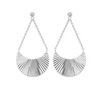 Orecchini Pendenti A Mezza Luna Con Catena Argento Massiccio 925 Rodiato