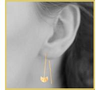 Orecchini Pendenti A Mezza Luna Con Doppia Catenina In Oro Placcato 18 Carati