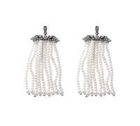 Orecchini pendenti a più fili con perle finte e nappe da donna, orecchini pendenti a cascata con strass, eleganti gioielli da sposa