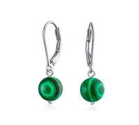 Orecchini Pendenti A Sfera Con Perline Rotonde Di Gemme Semplici Da 8MM Per Donne E Adolescenti Con Chiusura A Leva Sicura In Argento Sterling .925 Pietre Di Nascita Più Colori