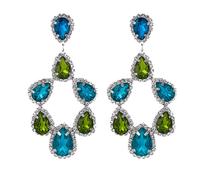 Orecchini pendenti a tre strati con strass a goccia eleganti orecchini a goccia con strass per donne per tutti i giorni forati, Misura unica, come descritto, come descritto