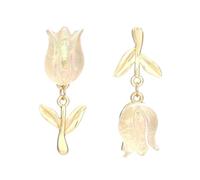 Orecchini pendenti a tulipano color oro da donna, orecchini pendenti con fiore iridescente, eleganti gioielli da indossare tutti i giorni