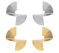 Orecchini pendenti a ventaglio a 2 paia in 3D da donna, orecchini con effetto irregolare in oro e argento, design di nicchia, moda e gioielli da regalo