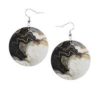 Orecchini Pendenti Abstract Marble Black Simple Confortevoli Orecchini In Pelle Leggero Waterdrop Di Orecchino Di Cuoio Per Vacanze Mamma Bambina