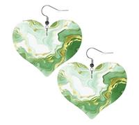 Orecchini Pendenti Abstract Marble Gold Green White Leggero Orecchini Pelle Donna Confortevoli Ciondolo Orecchio Per Vacanze Mamma Festa