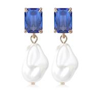 Orecchini pendenti alla moda da donna con cristalli, orecchini con strass e perla, grandi orecchini con perle barocche bianche, per damigella d'onore, matrimoni, feste, compleanni, vacanze, Ottone