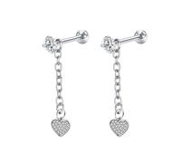 Orecchini pendenti alla moda, in acciaio inox, da donna, in argento, con stella, cuore, croce, luna, con zirconi, per la festa del papà, Stil 3, Acciaio inossidabile, Zirconia cubica