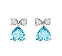 Orecchini pendenti alla moda, orecchini pendenti con zirconi gialli 925, grazioso fiocco con cuore rovesciato per donna, rame + argento 925, Zirconia cubica