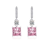 Orecchini pendenti alla moda, orecchini pendenti in pietra gialla, semplice zircone quadrato con quattro artigli per donne gioielli da sposa, Rame, Zirconia cubica