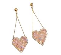 Orecchini pendenti alla moda Y2K a forma di cuore scintillante, da donna, romantici orecchini pendenti a catena lunga, regalo per fidanzata, ideali per San Valentino, festa della mamma, Natale