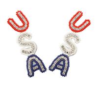 Orecchini Pendenti Americani Perline, Stile Vintage Patriottico | Festa del Quattro Luglio, Acciaio e Plastica, Leggeri e Confortevoli, per Amiche e Moglie