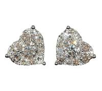 Orecchini Pendenti Argento Orecchini di moda con cuore abbagliante da donna con borchie in cristallo orecchino a cuore (Multicolor, One Size)