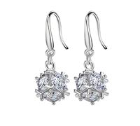 Orecchini Pendenti Argento Sei orecchini di diamanti con a sfera di diamanti tempestati pendenti in argento da sposa per le donne (Silver, One Size)