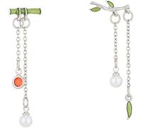 Orecchini pendenti asimmetrici con perle in foglia di bambù con charms Birthstone Orecchini cingolati in stile vintage con catena pendente per donne e ragazzeUtile e attraente.