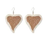 Orecchini Pendenti Boho In Rafia Marrone per Donne e Ragazze, Fatti A Mano, Intrecciati, Leggeri, In Rattan, A Forma Di Cuore, Alla Moda, Carini, Regalo per Gioielli Estivi