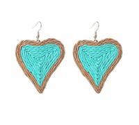 Orecchini Pendenti Boho In Rafia Verde per Donne e Ragazze, Fatti A Mano, Intrecciati, Leggeri, In Rattan, A Forma Di Cuore, Alla Moda, Carini, Regalo per Gioielli Estivi