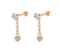 Orecchini pendenti carini, argento orecchini pendenti catena con stella/cuore/croce/luna con zirconi cubici per donne festa del papà gioielli moda, Style 2, Acciaio inossidabile, Zirconia cubica