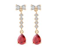 Orecchini pendenti carini, orecchini dorati pendenti con fiocco con ciondolo a goccia con zirconia cubica 7 x 33 mm per donne gioielli di laurea semplici, 7x33MM, base placcata oro rosa, Zirconia
