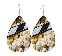 Orecchini Pendenti Cinema Movie Clapboard And Popcorn Confortevoli Orecchini Di Cuoio Leggero Waterdrop Di Orecchino Di Cuoio Per Decorazioni Bambina Mamma