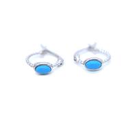 orecchini pendenti, Collana a cerchio in argento sterling 925 color oro e, piccola graziosa pietra ovale turchese, regalo for la fidanzata(Platinum Plated)