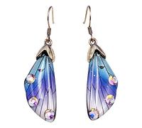 Orecchini pendenti con ali di farfalla a forma di cicale, con nappa, pendenti, con strass colorati