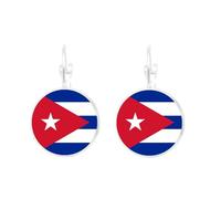 Orecchini Pendenti con Bandiera di Cuba - Orecchini Pendenti con personalità Rotonda con Cupola di Vetro,Regalo di Gioielli per Anniversario Patriottico alla Moda da Donna,2,8 Cm × 1,5 Cm