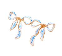 Orecchini pendenti con fiocco smaltato a spirale in oro, blu e bianco per donna, orecchini a goccia in porcellana vintage ispirati ai nastri, gioiello alla moda per tutti i giorni e per le feste