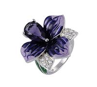 Orecchini Pendenti con Fiore Viola Orecchini con Fiore in Cristallo Accessori per Collana con Anello per Donna, Misura dell'anello 9 Clever Fashion