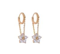 Orecchini pendenti con fiori placcati in oro per donna orecchini pendenti con fiori pendenti in suta con zircone cubico alla moda, gioielli semplici regali per la sua festa di compleanno da donna