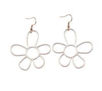 Orecchini pendenti con gancio a cinque petali per le donne adolescenti ragazze esagerate irregolari cave decorazioni natalizie per le donne, Taglia unica, come descritto