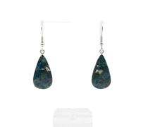 Orecchini pendenti con gemma di apatite neon naturale | LK_SDAN_0608 | Orecchini a perno da donna, 26x15 mm, 31,2 carati, a forma di pera, taglio liscio, placcati in argento, con gancio francese.