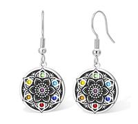 Orecchini Pendenti Con Mandala Dei 7 Chakra Per Le Donne Orecchini A Forma Di Fiore Di Loto Fiore Della Vita Buddha Gioielli Di Meditazione Yoga Spirituale Curativa