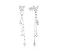 Orecchini Pendenti con Nappa a Forma di Farfalla CZ per Donne e Ragazze in Argento Sterling 925 con Cristalli a Catena Lunga Orecchini a Goccia Pendenti Delicati Regali di Gioielli (Argento)