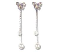 Orecchini pendenti con nappe a farfalla Zircone artificiale Perla Filo a farfalla Orecchino a goccia Stud Molto pratico e popolareUn design semplice e raffinato