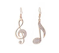 XIYINTA Orecchini Pendenti con Note Musicali da Donna, Orecchini ipoallergenici placcati in Oro Rosa e Argento con Cristalli