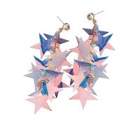 Orecchini pendenti con paillettes a forma di stella iridescente con perla sirena - gioielli estivi abbaglianti, Metallo