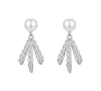 Orecchini pendenti con perle a forma di ventaglio da donna, eleganti e scintillanti, stile minimale, per tutti i giorni, per cene di lavoro, matrimoni, ospiti, regalo per ufficio, signore