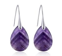 Orecchini Pendenti con Perle di Agata, Orecchini a Goccia con Amo da Pesca in Pietra Naturale di Alta Qualità Eleganti Gioielli Pendenti alla Moda per le Donne (Viola e Argento)
