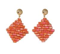 Orecchini Pendenti con Perline Arancioni Boho Per Donna, Fatti A Mano, con Perline Romboidali, Gioielli Bohémien Per Feste Estive, Regali, Accessori Per Abiti Da Ballo