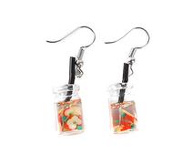 Orecchini Pendenti con personalità alla Frutta e tè al Latte con Perle Orecchini Divertenti Giapponesi con Gancio per l'orecchio per Le Donne Regalo Femminile Nice And Clever