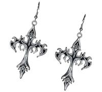 Orecchini pendenti con piccole croci punk dal design confortevole, accessorio streetwear in lega, adatti per serate casual e punk, orecchini alla moda