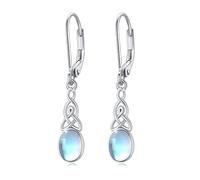 Orecchini pendenti con pietra di luna/zirconi/turchesi, in argento Sterling 925, con nodo celtico, orecchini a cerchio ipoallergenici, gioielli regalo per donne, ragazze, madri, mamme, Argento, Pietra