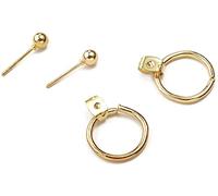 Orecchini Pendenti con Retro in Rame con Anello d'oro, Orecchini Rotondi semplici e Classici per Uomini e Donne, Ci Sono Due Modi per indossarli Clever Design