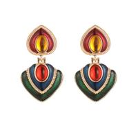 Orecchini pendenti con rivestimento a pannello Miscela metalli Gioielli tradizionali sottili Regalo per le donne Accessori tendenza Gioielli per orecchie antichi multicolori