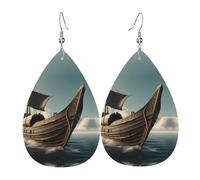 Orecchini pendenti con stampa di barche vichinghe antiche su entrambi i lati, accessori, orecchini pendenti da donna per tutte le occasioni