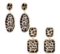 Orecchini pendenti con stampa leopardata a due stili, geometrici, rettangolari e ovali, gioielli da donna con stampa animalier