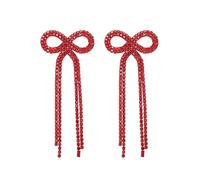 Orecchini pendenti con strass da donna, in argento scintillante, orecchini lunghi a lampadario, con nappa, leggeri, con zirconia cubica (KE001S-W), Grande, Strass, Strass